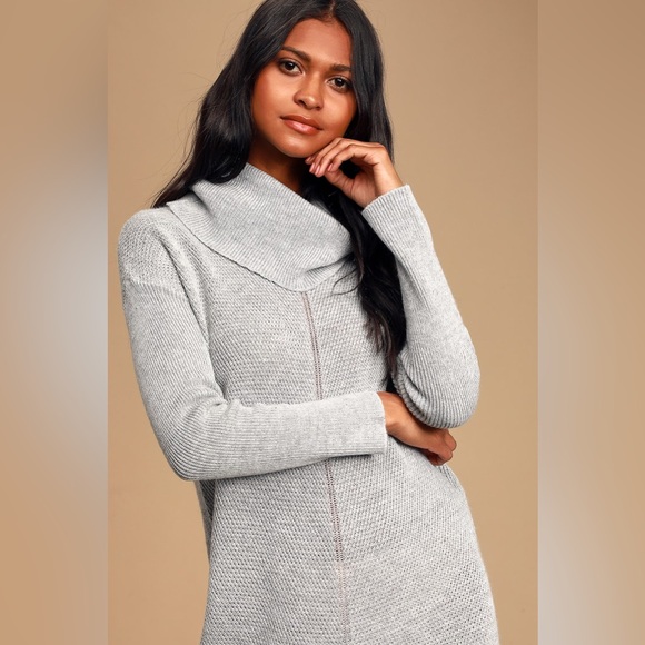 Lulus Tea Reader Light Grey Sweater Dress - Picture 4 of 12